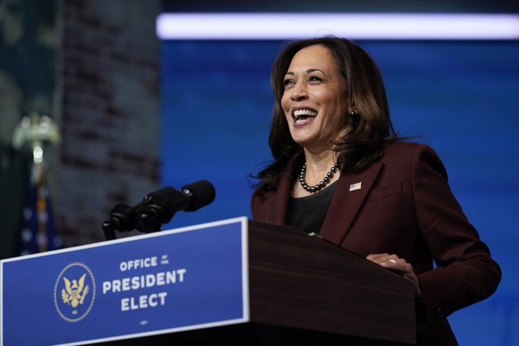 Vice-President-elect Kamala Harris shares experience as a prosecutor with Justice Sonia Sotomayor. Photo: AP