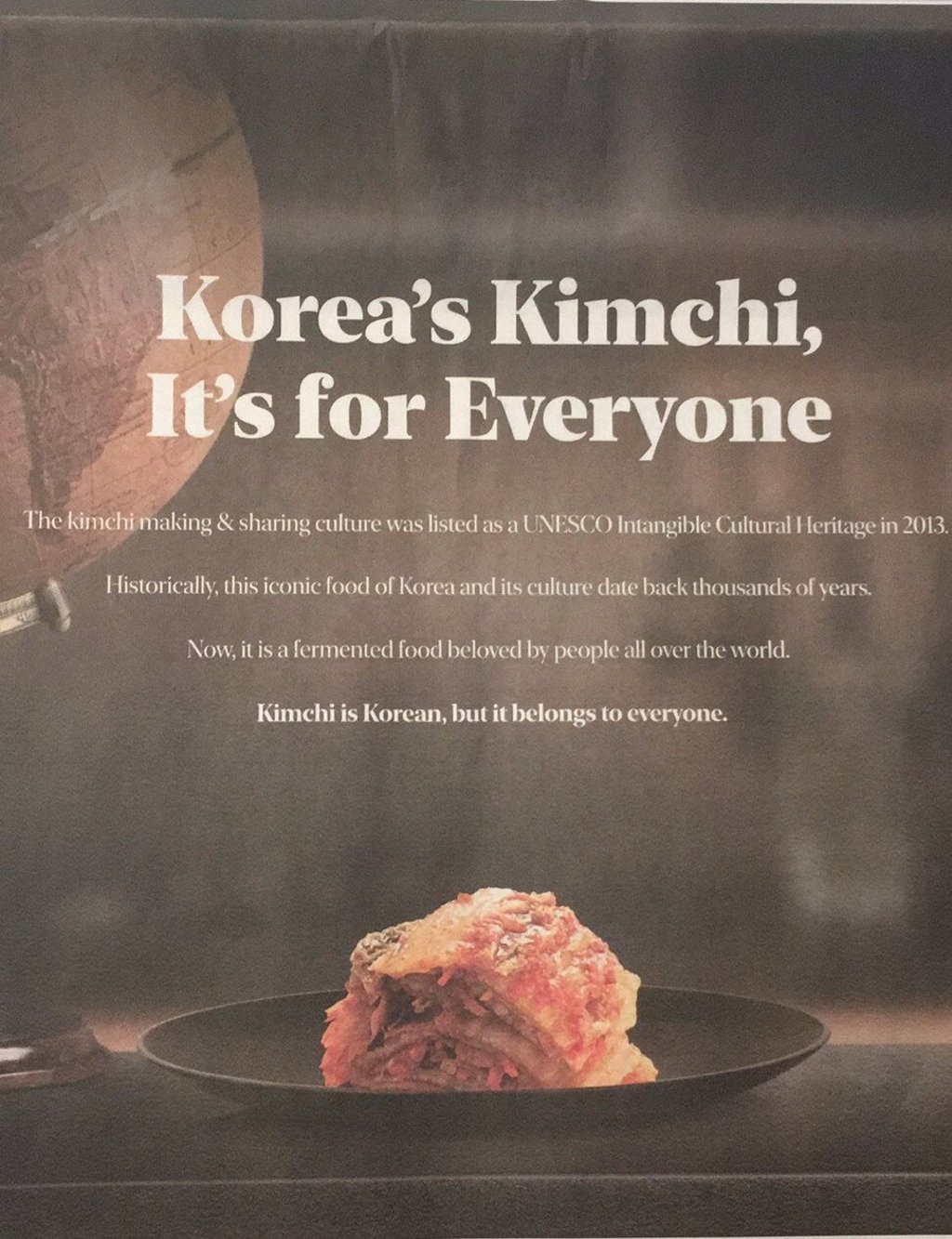 Seo Kyoung-duk’s kimchi advertisement in The New York Times. Photo: Twitter Seo Kyoung-duk’s kimchi advertisement in The New York Times. Photo: Twitter