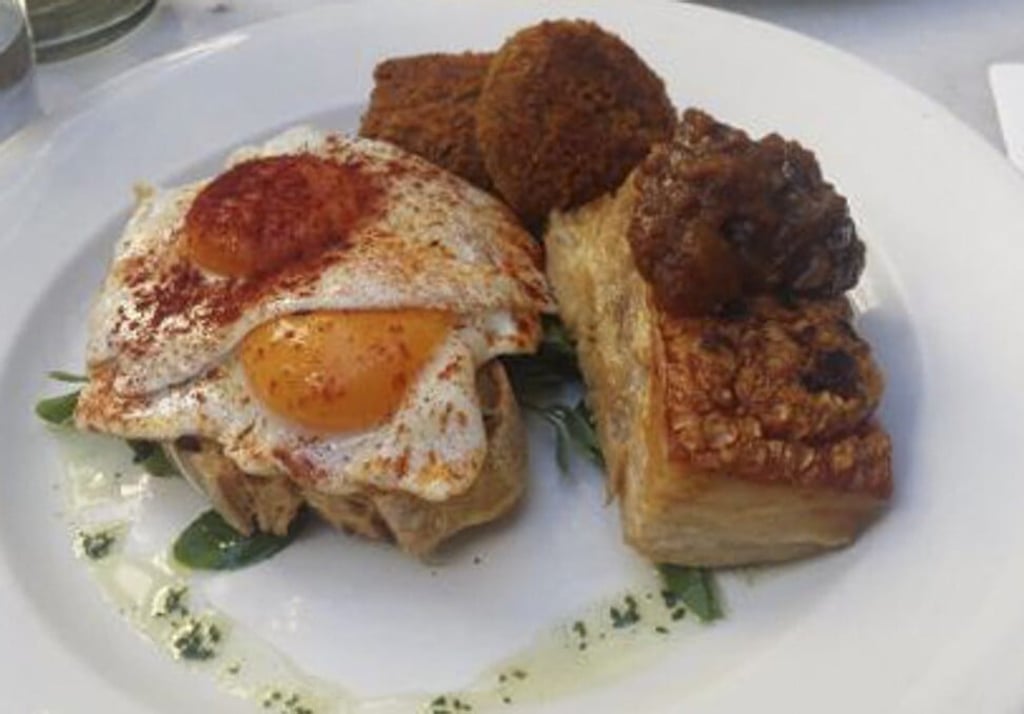 The Hardware Société’s pork belly works as a brunch dish.
