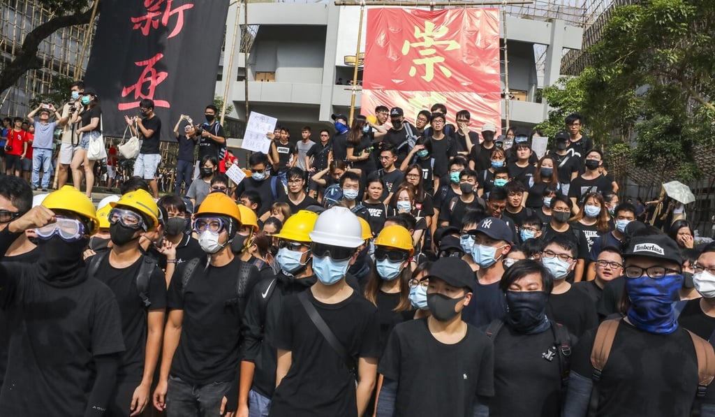 Chinese University students stage a protest on September 2, 2019. Photo: Dickson Lee Chinese University students stage a protest on September 2, 2019. Photo: Dickson Lee
