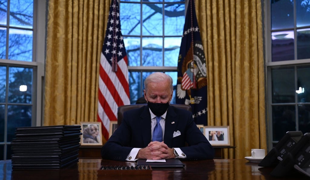 US President Joe Biden at the Resolute Desk. Photo: AFP US President Joe Biden at the Resolute Desk. Photo: AFP