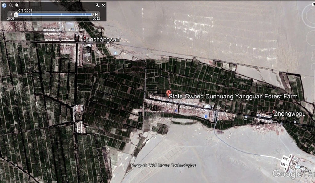 Satellite imagery showing state-owned Yangguan Forest Farm in 2009. Photo: Google Earth Satellite imagery showing state-owned Yangguan Forest Farm in 2009. Photo: Google Earth