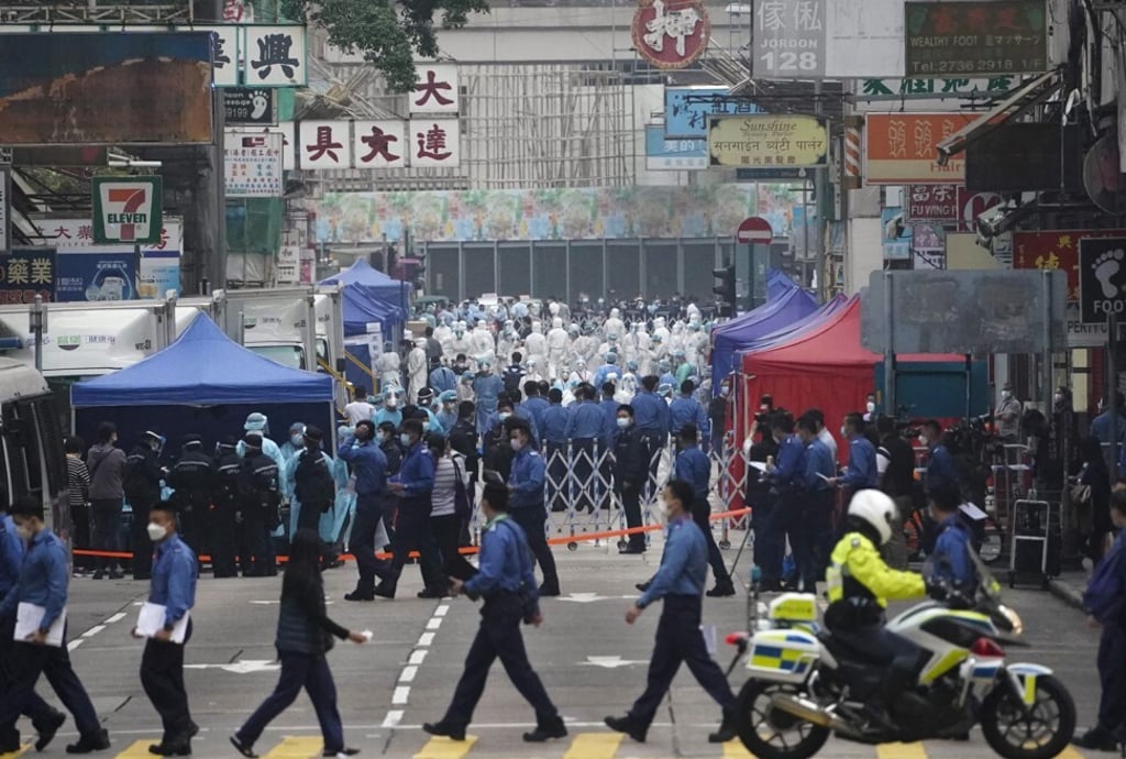 Mobile testing centres have been set up to screen 10,000 residents in the locked-down area. Photo: Felix Wong Mobile testing centres have been set up to screen 10,000 residents in the locked-down area. Photo: Felix Wong