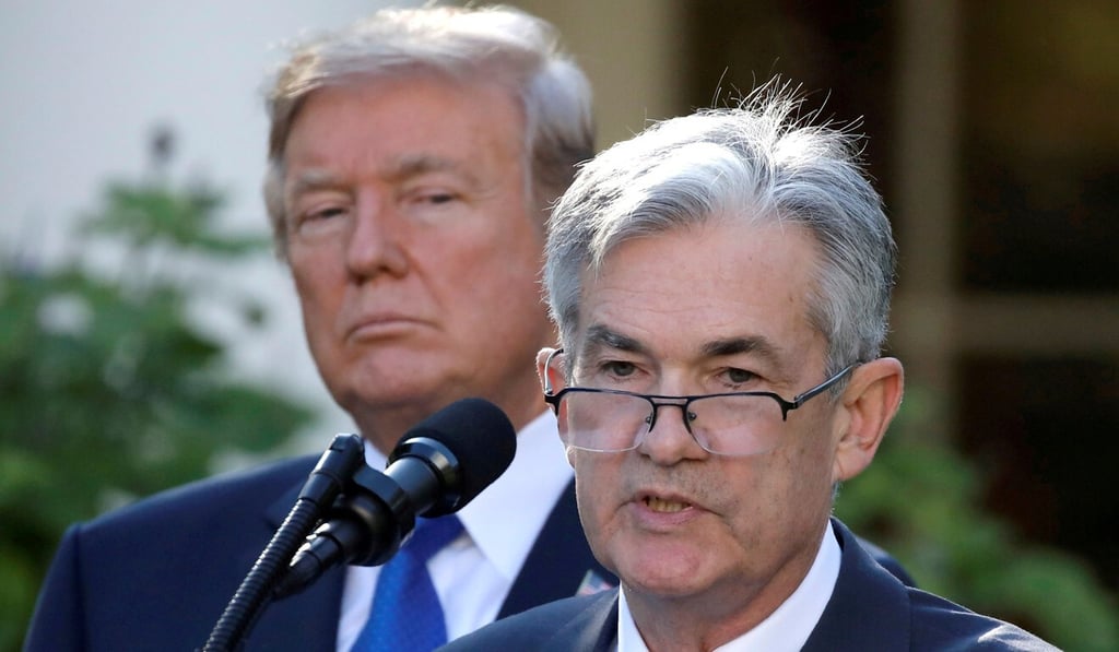 Donald Trump, then US president, looks on as Jerome Powell, his nominee to become chairman of the US Federal Reserve, speaks at the White House in Washington on November 2, 2017. Trump was frequently critical of Powell and the Fed for not lowering interest rates more quickly. Photo: Reuters Donald Trump, then US president, looks on as Jerome Powell, his nominee to become chairman of the US Federal Reserve, speaks at the White House in Washington on November 2, 2017. Trump was frequently critical of Powell and the Fed for not lowering interest rates more quickly. Photo: Reuters