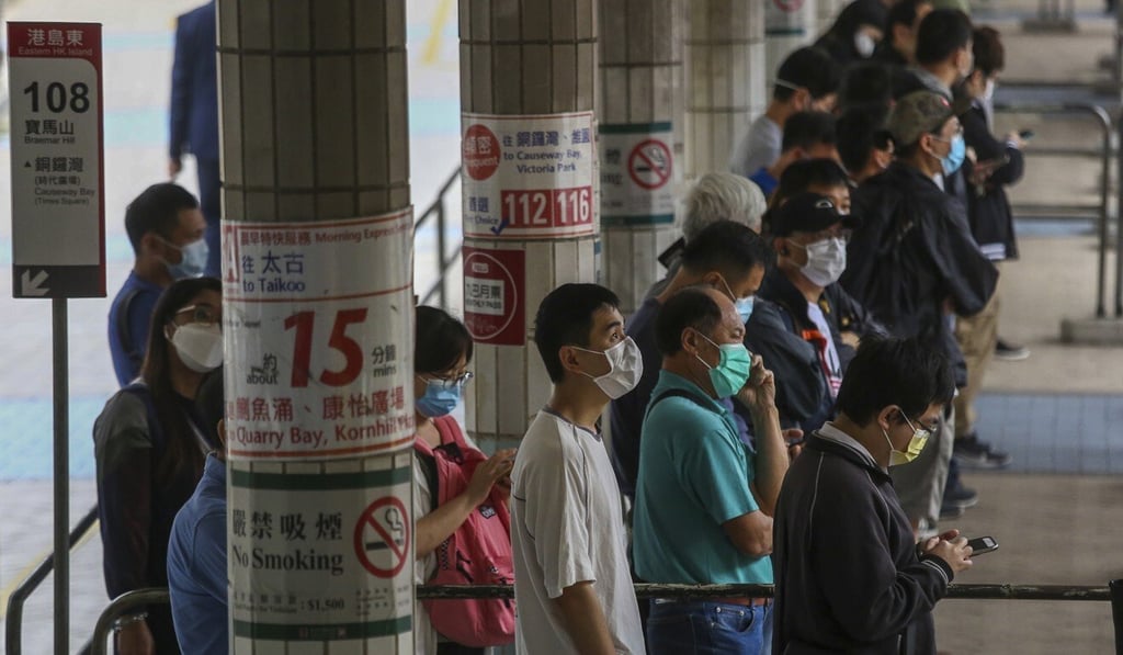 Passengers queue up for buses to Hong Kong Island at Hung Hom cross-harbour-tunnel bus stop in March of last year. Photo: Jonathan Wong Passengers queue up for buses to Hong Kong Island at Hung Hom cross-harbour-tunnel bus stop in March of last year. Photo: Jonathan Wong