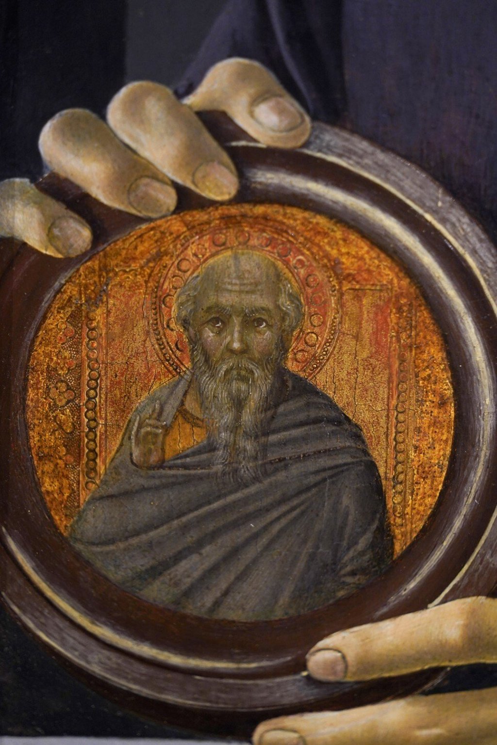 The roundel of a saint in Botticelli’s Young Man Holding a Roundel. This painting was sold for US$92.2 million on January 28. Photo: AP