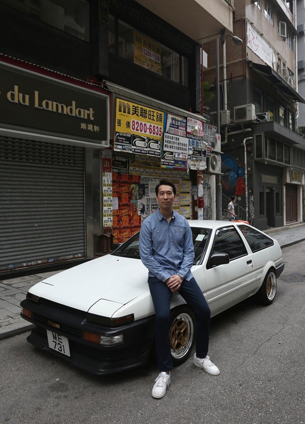 Winson Chan with his 1986 Toyota AE86 in Sheung Wan. Photo: SCMP / Jonathan Wong Winson Chan with his 1986 Toyota AE86 in Sheung Wan. Photo: SCMP / Jonathan Wong