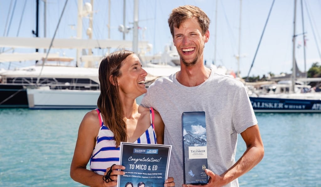Ed Raymont, who went to school in Hong Kong, and Victoria Mico Egea celebrate in Antigua. Photo: Penny Bird and Camera