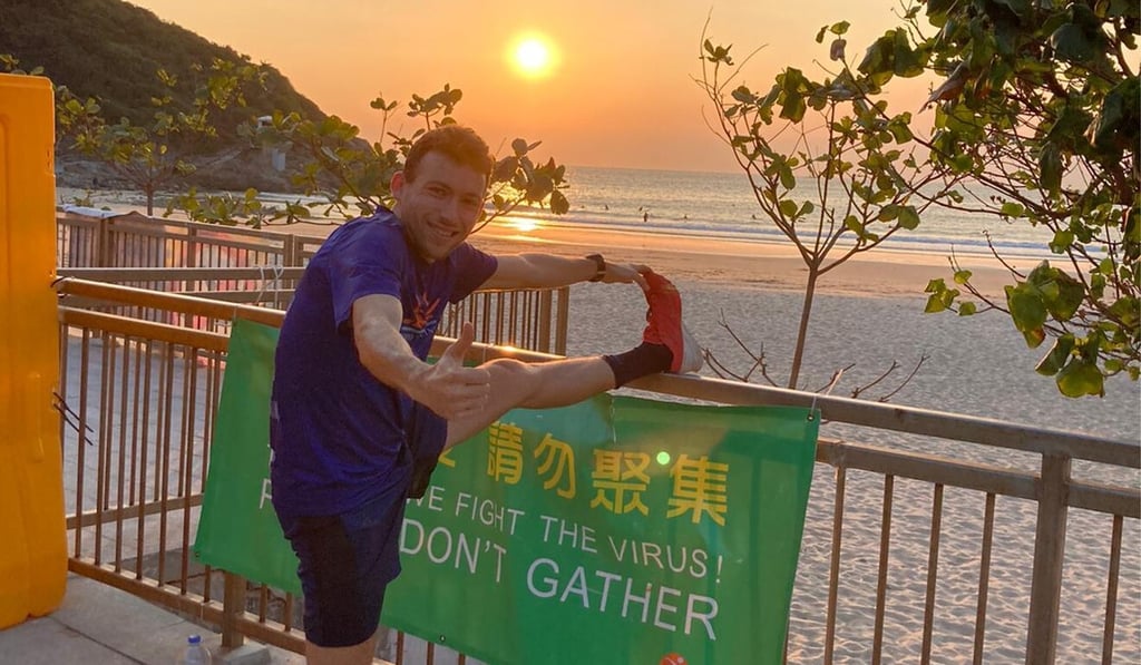 Ferdinand Clovis Airault warms up for his reverse Hong Kong Trail record attempt.