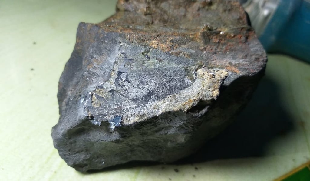 The 2.2kg meteorite that struck Astomulyo village. Photo: ITERA Lampung