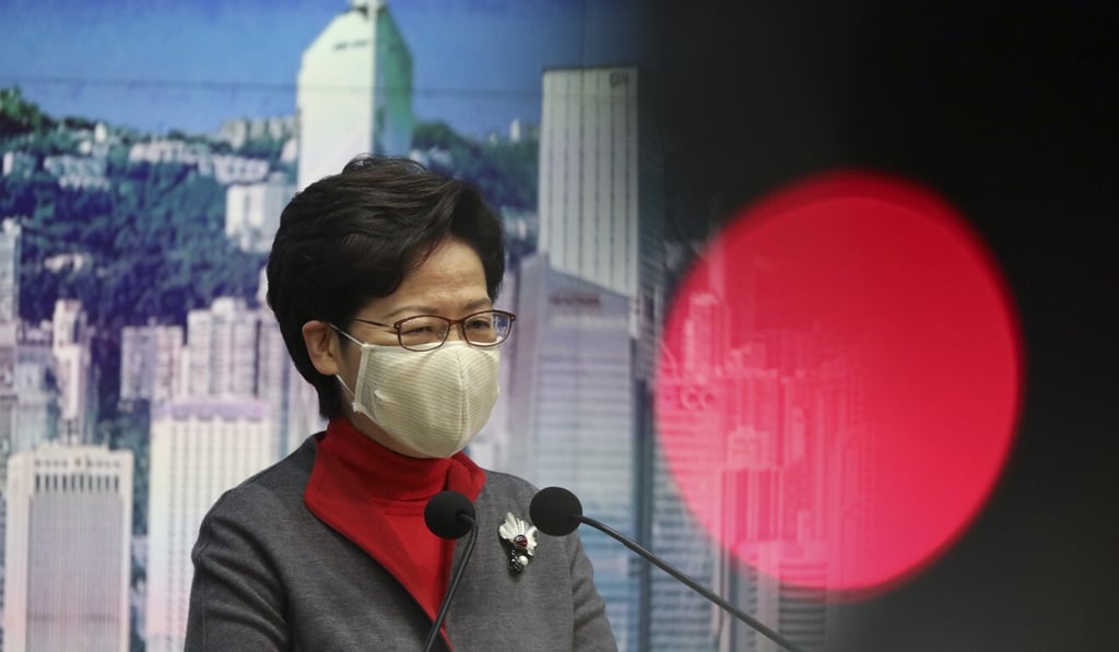 Chief Executive Carrie Lam insisted the national security law would not curtail business leaders’ freedom of speech. Photo: Nora Tam Chief Executive Carrie Lam insisted the national security law would not curtail business leaders’ freedom of speech. Photo: Nora Tam