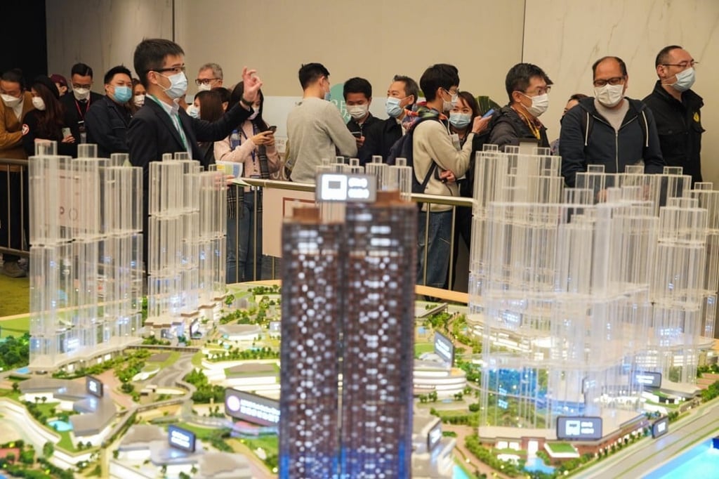 Buyers lining up for Nan Fung's LP10 (Lohas Park 10) flats in the sales office at Harbourside HQ, Kowloon Bay on January 30, 2021, during a sell-out weekend for the developer. Photo: Winson Wong Buyers lining up for Nan Fung's LP10 (Lohas Park 10) flats in the sales office at Harbourside HQ, Kowloon Bay on January 30, 2021, during a sell-out weekend for the developer. Photo: Winson Wong