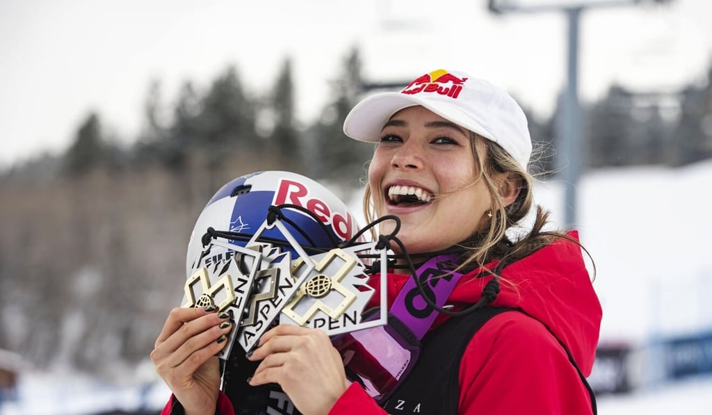 Chinese skier Eileen Gu holds her gold and bronze medals after winning the women’s ski slopestyle final at the 2021 Winter X Games in Aspen, Colorado, in January. Photo: AP