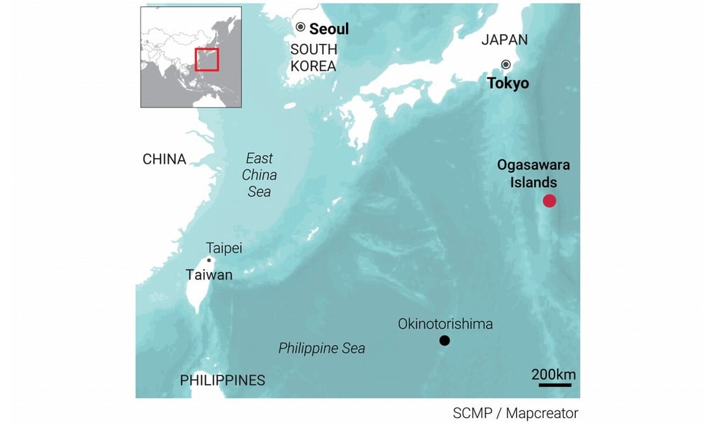 Okinotorishima is 1,740km south of Tokyo. Okinotorishima is 1,740km south of Tokyo.