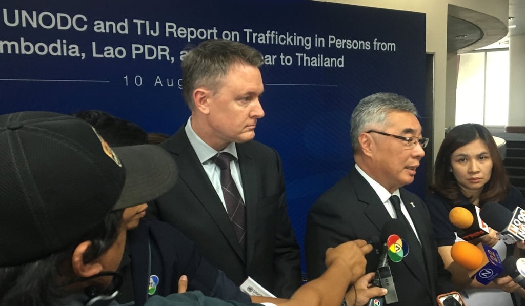 Jeremy Douglas, regional representative of the United Nations Office on Drugs and Crime, and Kittipong Kittayarak, executive director of the Thailand Institute of Justice. Photo: Reuters Jeremy Douglas, regional representative of the United Nations Office on Drugs and Crime, and Kittipong Kittayarak, executive director of the Thailand Institute of Justice. Photo: Reuters