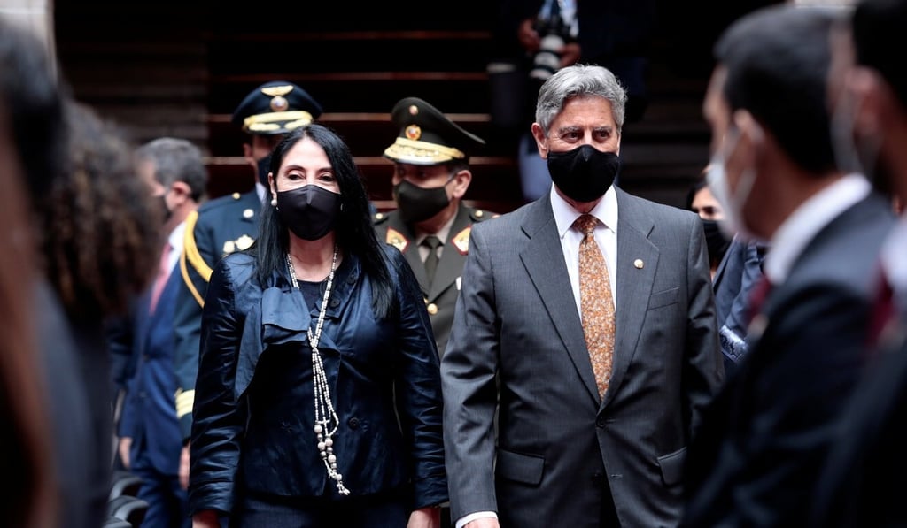 Peru's Foreign Minister Elizabeth Astete, pictured with President Francisco Sagasti, has resigned. File photo: Reuters