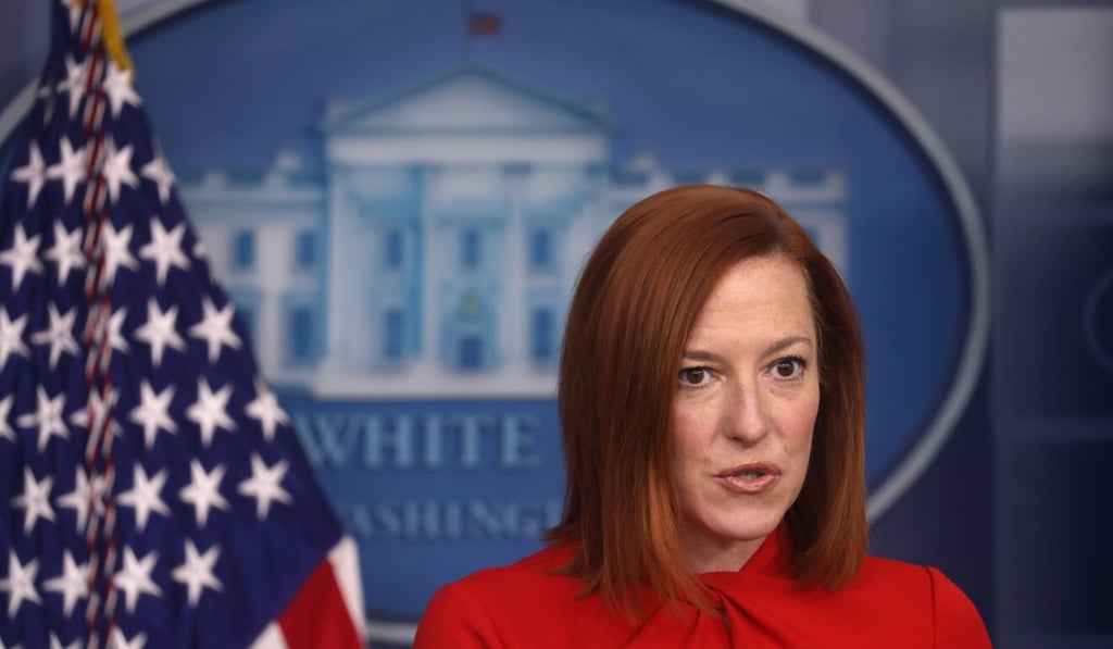 White House Press Secretary Jen Psaki at the daily briefing in Washington on Wednesday. Photo: Reuters