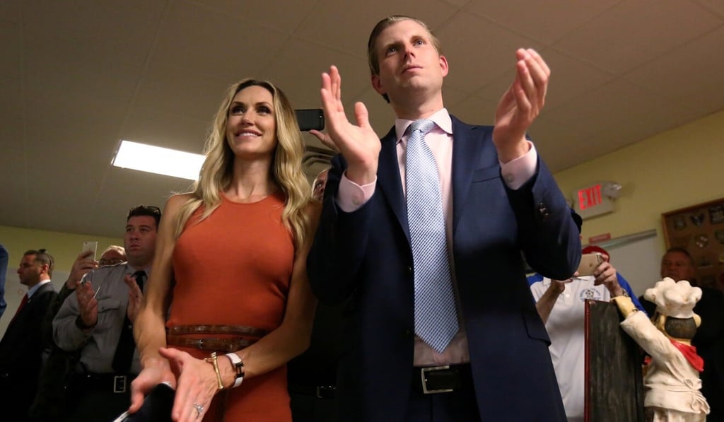 Donald Trump’s son Eric Trump and his wife, Lara, attend a campaign event in North Carolina in August 2016. Photo: Reuters