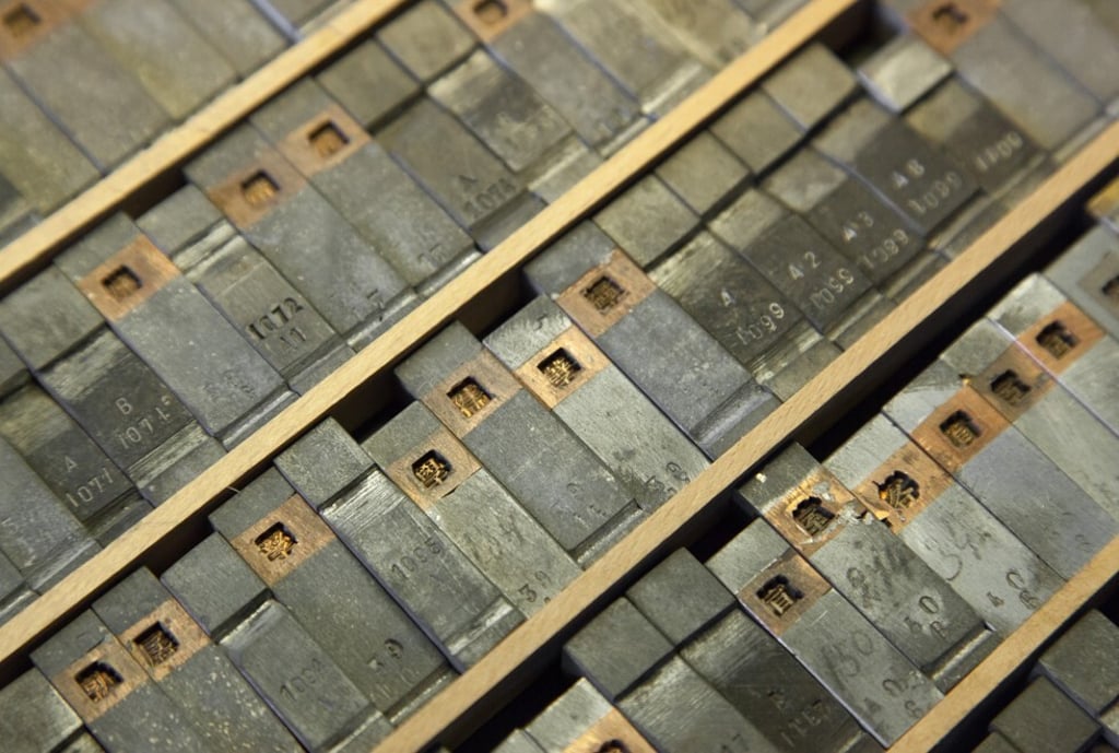 The lead matrix used to cast Hong Kong Type, a set of Chinese movable type that dates back to around 1860. Courtesy of Collection Nationaal Museum van Wereldculturen The lead matrix used to cast Hong Kong Type, a set of Chinese movable type that dates back to around 1860. Courtesy of Collection Nationaal Museum van Wereldculturen