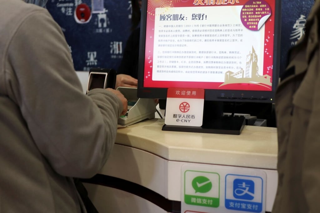 China promoted the use of the digital yuan, or e-CNY, ahead of the Lunar New Year holiday while trialing the Digital Currency Electronic Payment on February 10. Photo: Reuters China promoted the use of the digital yuan, or e-CNY, ahead of the Lunar New Year holiday while trialing the Digital Currency Electronic Payment on February 10. Photo: Reuters
