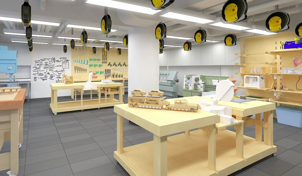 New facilities have been built recently at Stamford American School Hong Kong’s campus, including a design technology workshop (above), science laboratories and special art studios.