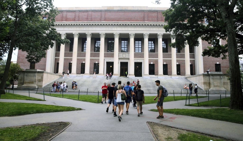 Students walk near the Widener Library at Harvard University in August 2019. Photo: AP