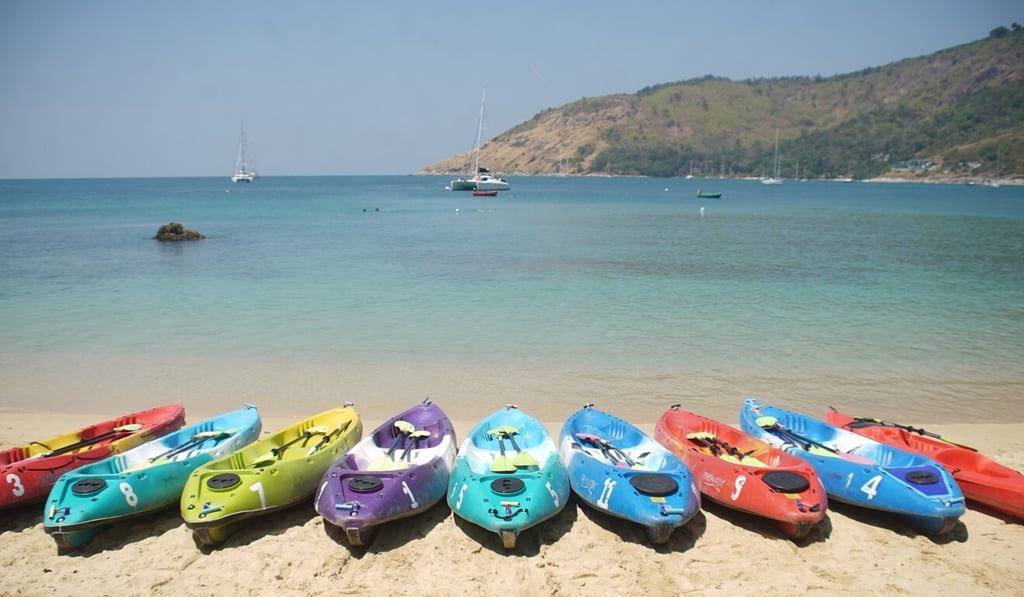 Kayak rentals go begging on a Phuket beach. Photo: Vijitra Duangdee