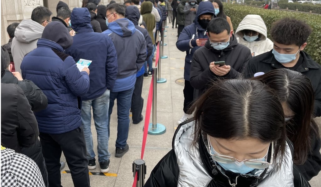 People line up to get vaccinated in Beijing on Tuesday. China aims to inoculate 40 per cent of the population by July. Photo: Simon Song People line up to get vaccinated in Beijing on Tuesday. China aims to inoculate 40 per cent of the population by July. Photo: Simon Song