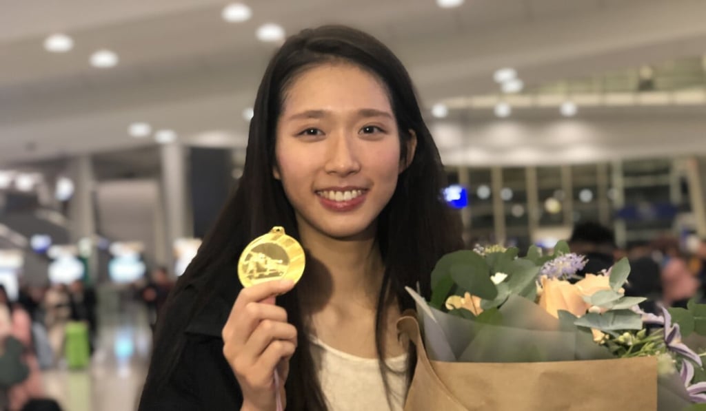 Fencer Vivian Kong proudly presents her first World Cup gold medal she won in Havana, Cuba in 2019. Photo: Chan Kin-wa Fencer Vivian Kong proudly presents her first World Cup gold medal she won in Havana, Cuba in 2019. Photo: Chan Kin-wa