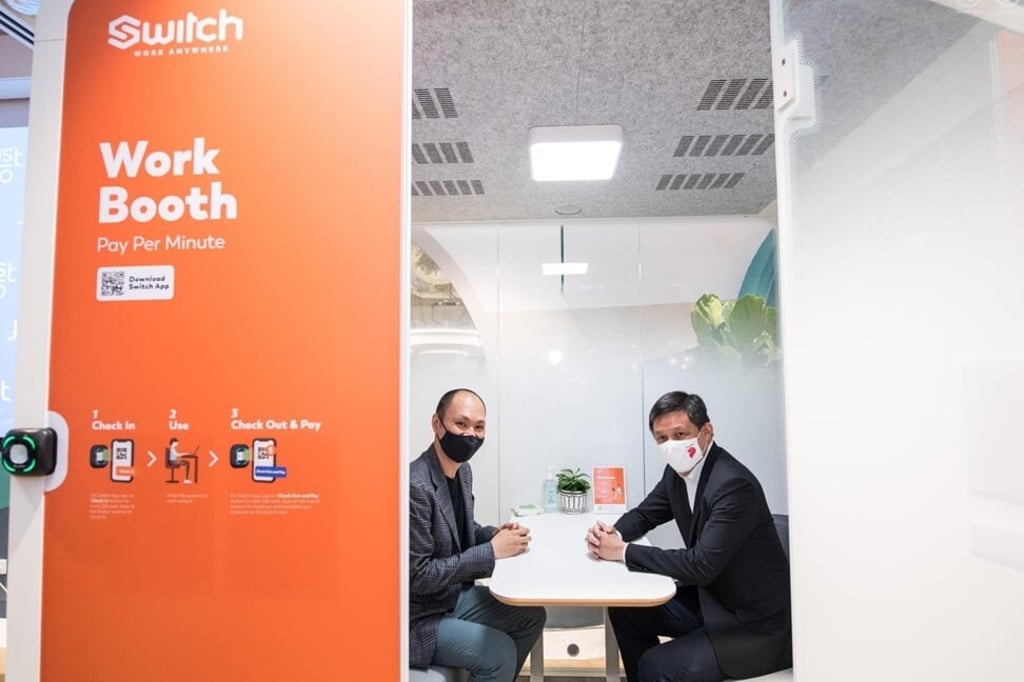 A soundproof Switch work booth, which can be booked via the Switch app for S$3.60 (US$2.70) an hour, are located in nine shopping malls across Singapore.