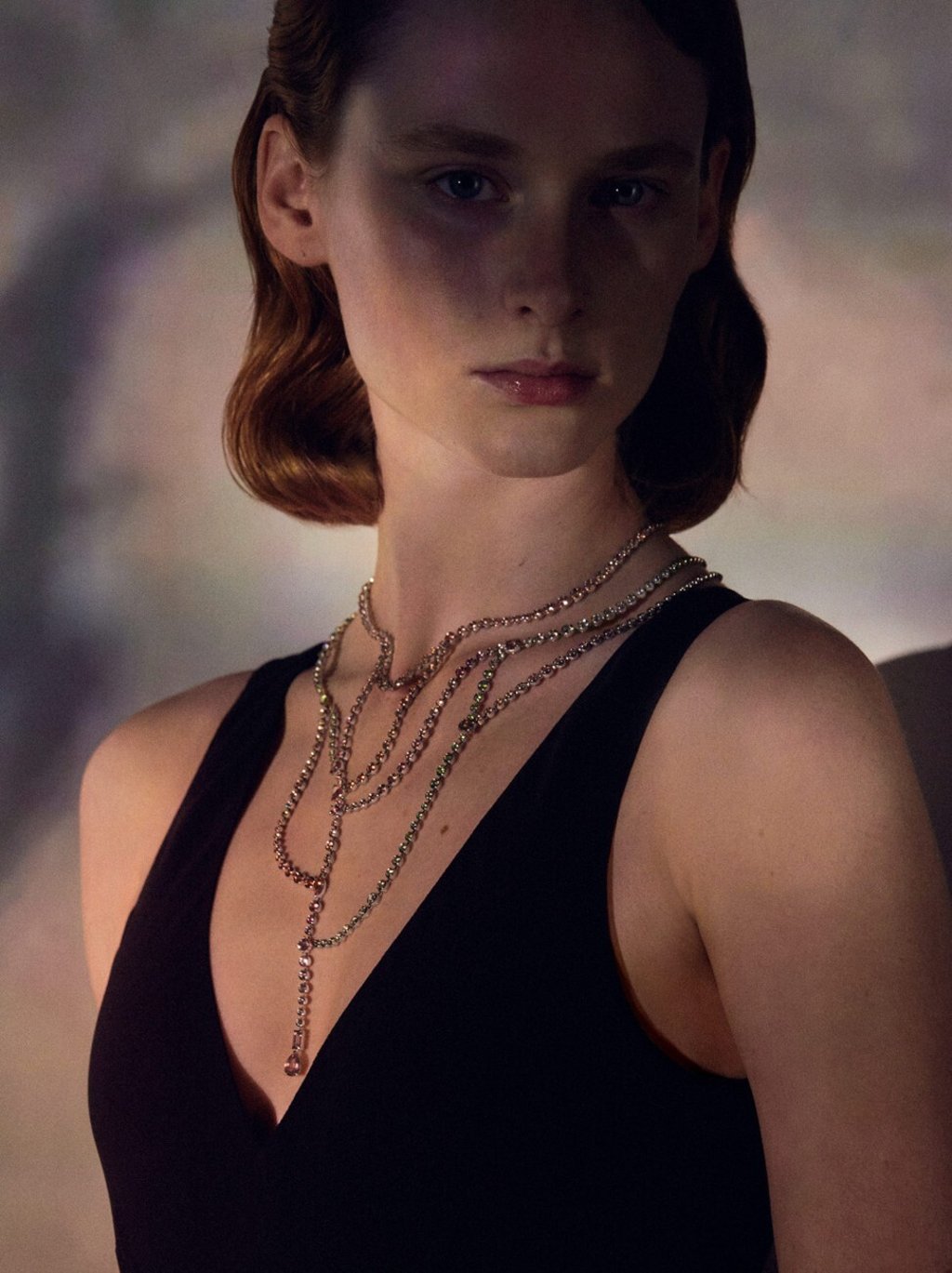 The Hermès Réseau Lumière necklace features 356 sapphires of various hues set in white gold. Photo: Hermès
