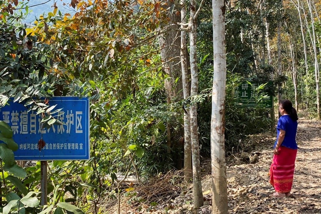 A sign warns people to keep out of a nature protection zone in Mandian village. Photo: Reuters