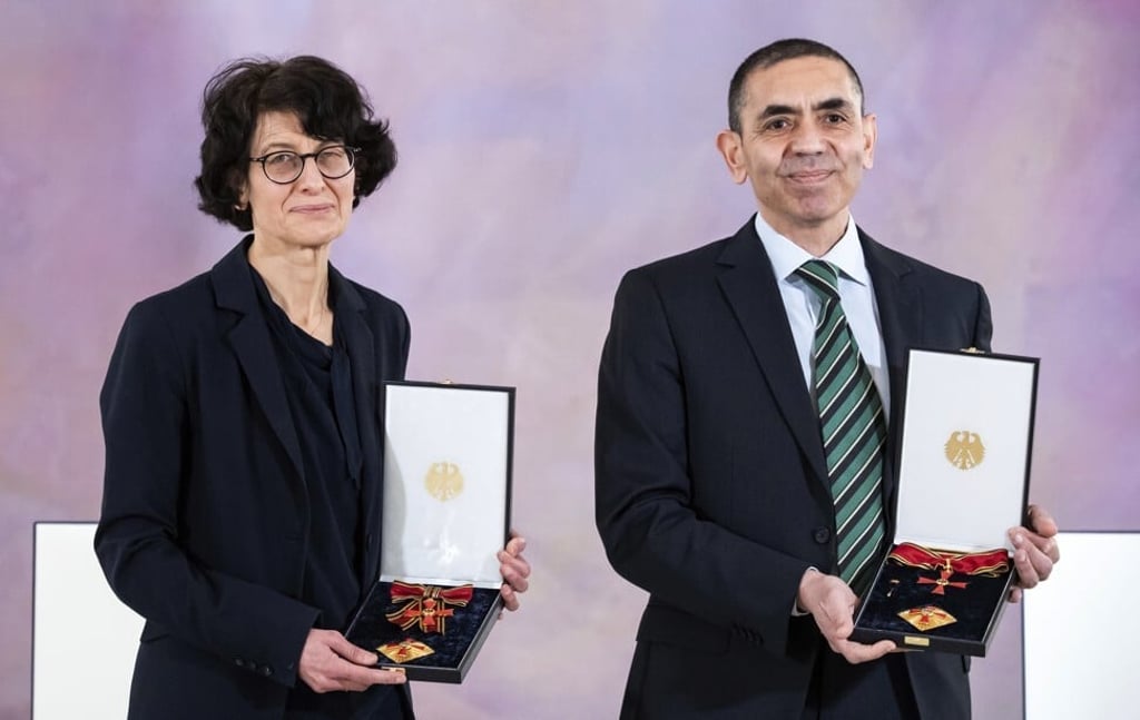 Dr Ozlem Tureci and her husband, Dr Ugur Sahin were recognised for their work in Germany on March 19, 2021. Photo: dpa/AP