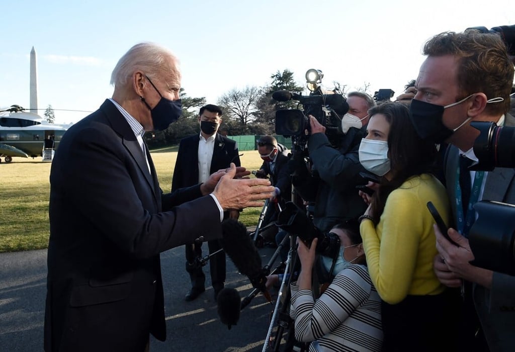 US President Joe Biden talks to reporters at the White House in Washington, DC, upon his return from Camp David, Maryland on Sunday. Photo: AFP