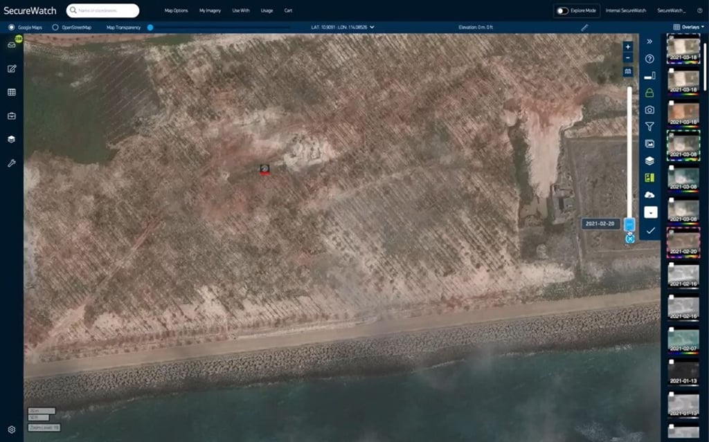 The video from Maxar shows Subi Reef before the land was added. Photo: Handout