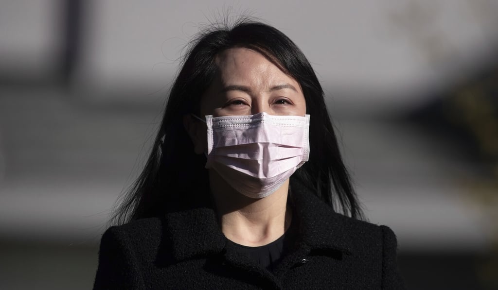 Meng Wanzhou leaves her home in Vancouver to attend a court hearing on Monday. Photo: AP
