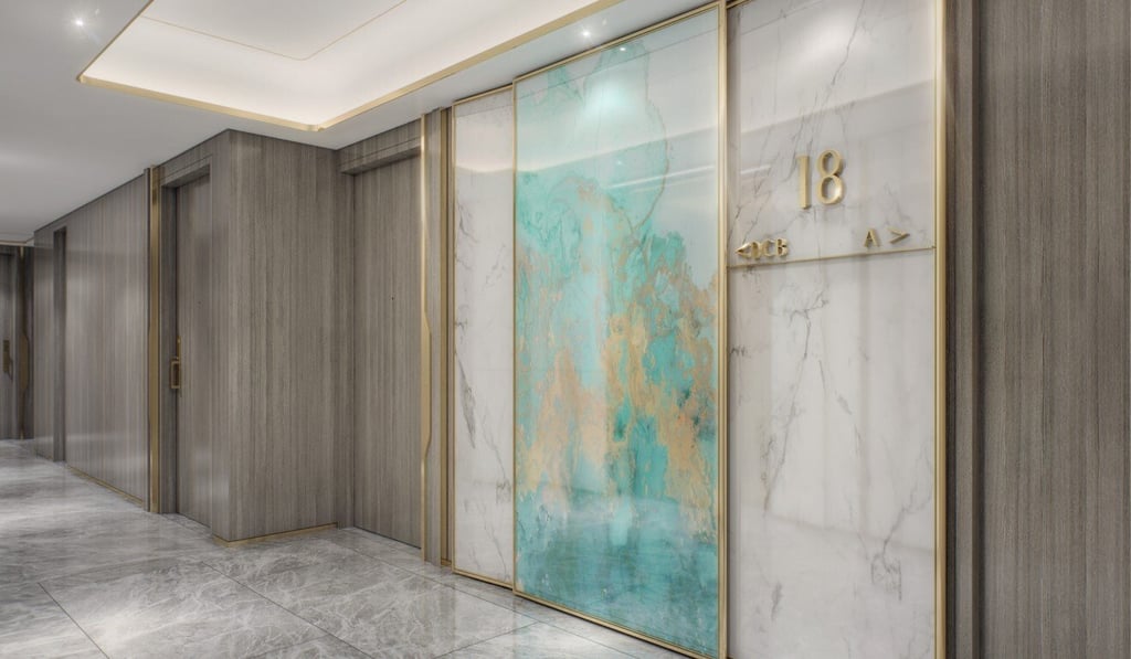 The interior of Grand Victoria’s Phase Three tower will feature a calming palette of blue and white, accented with gold, which was inspired by the summer sun’s reflection on the ocean. The interior of Grand Victoria’s Phase Three tower will feature a calming palette of blue and white, accented with gold, which was inspired by the summer sun’s reflection on the ocean.