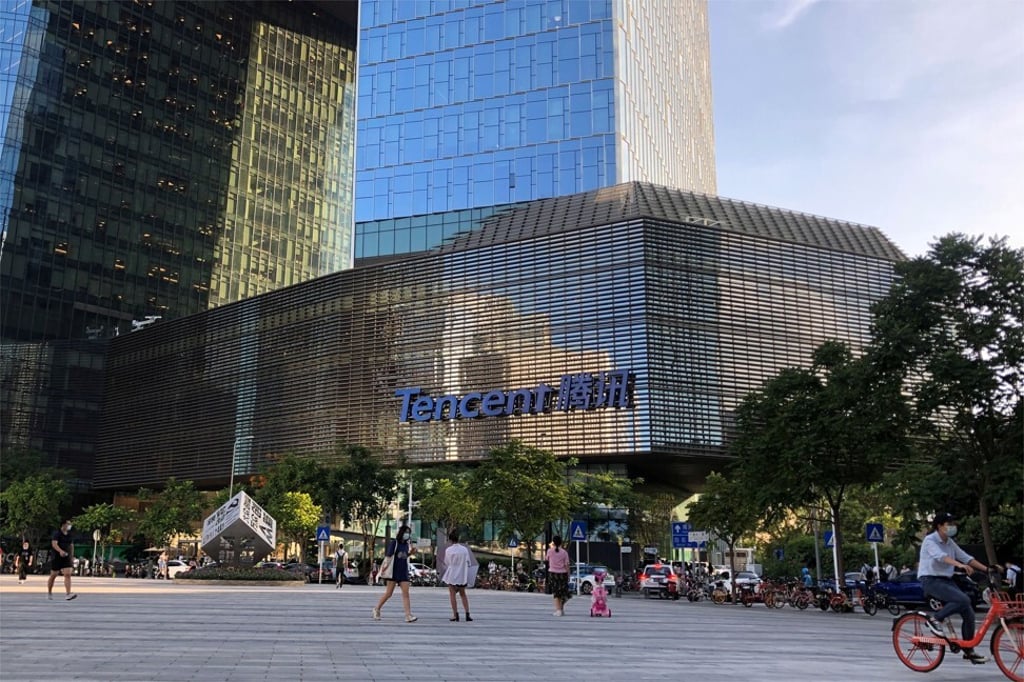 People are seen in front of Tencent Holdings’ headquarters in Shenzhen, in southern Guangdong province, on August 7, 2020. Photo: Reuters People are seen in front of Tencent Holdings’ headquarters in Shenzhen, in southern Guangdong province, on August 7, 2020. Photo: Reuters