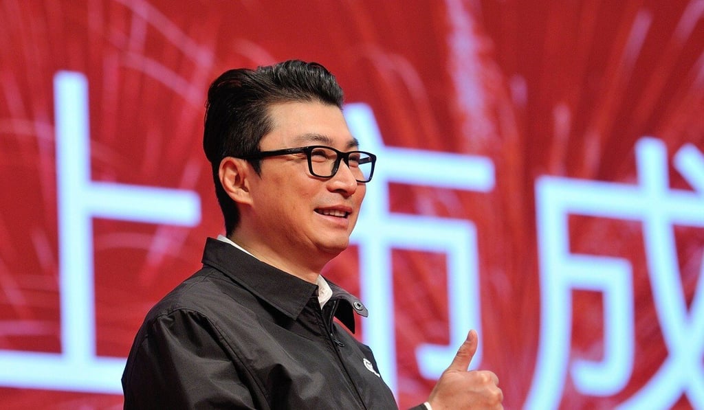 Wang Wei, the chairman of SF Express, looks on during a ceremony for the company's listing at Shenzhen Stock Exchange on February 24, 2017. Photo: Handout