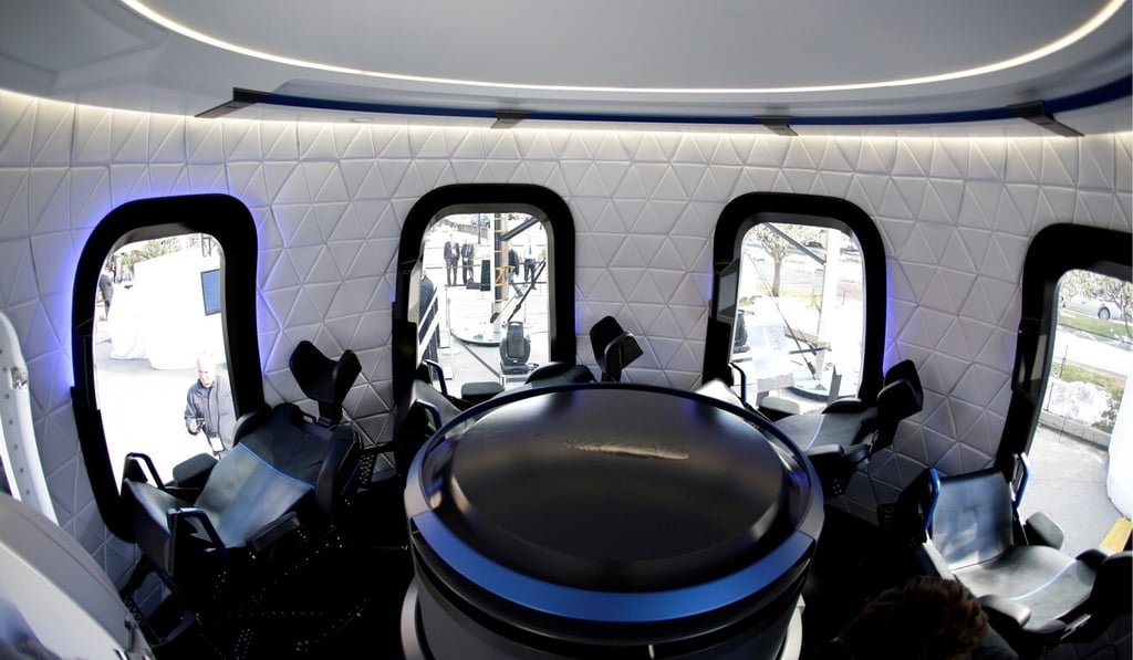An interior view of the Blue Origin Crew Capsule mock-up is seen at the 33rd Space Symposium in Colorado Springs, Colorado, in April 2017. Photo: Reuters