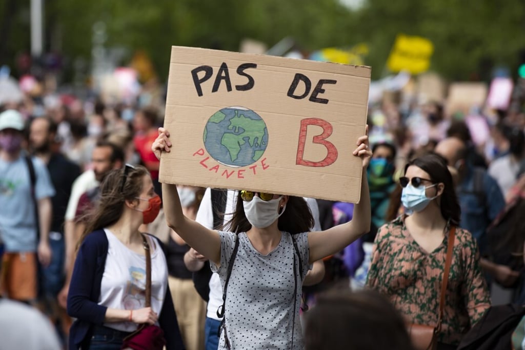 Protesters take part in a demonstration against global warming in Paris, France on Sunday. Photo: EPA-EFE