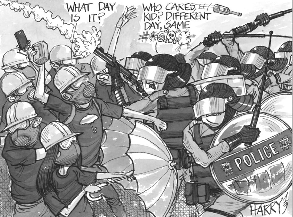 Harry Harrison tracks the daily news closely, but often gets his ideas from walking the city’s streets. Photo: SCMP