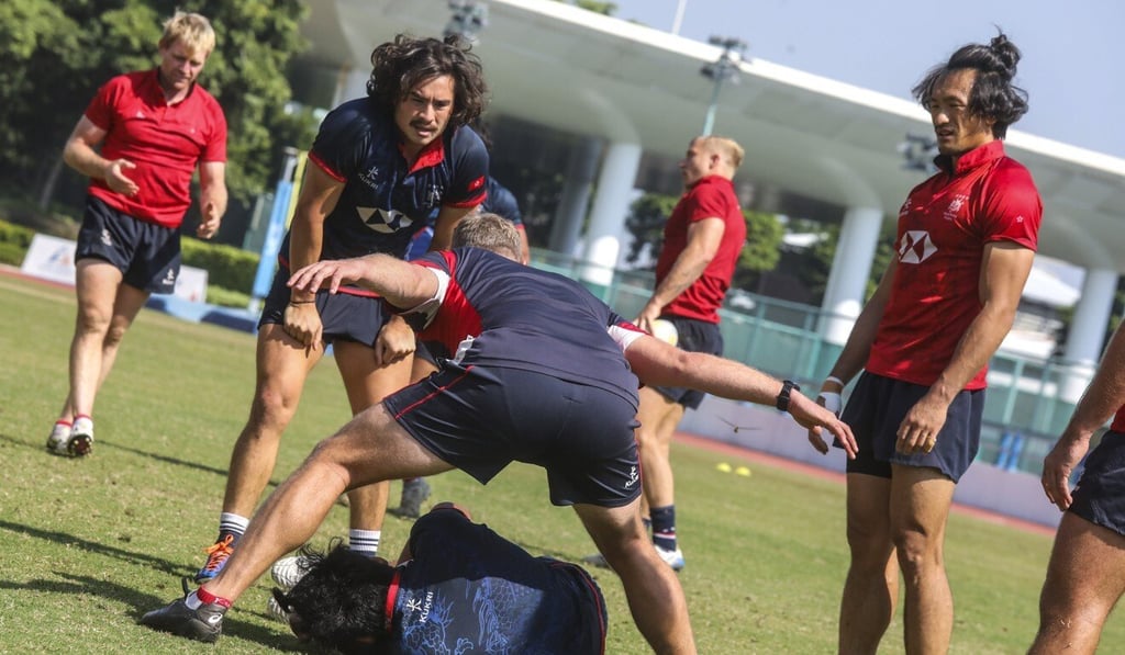 Hong Kong men’s rugby sevens team training at the Hong Kong Sports Institute in Sha Tin ahead of their continental qualifiers in 2019. Photo: SCMP / K.Y. Cheng Hong Kong men’s rugby sevens team training at the Hong Kong Sports Institute in Sha Tin ahead of their continental qualifiers in 2019. Photo: SCMP / K.Y. Cheng