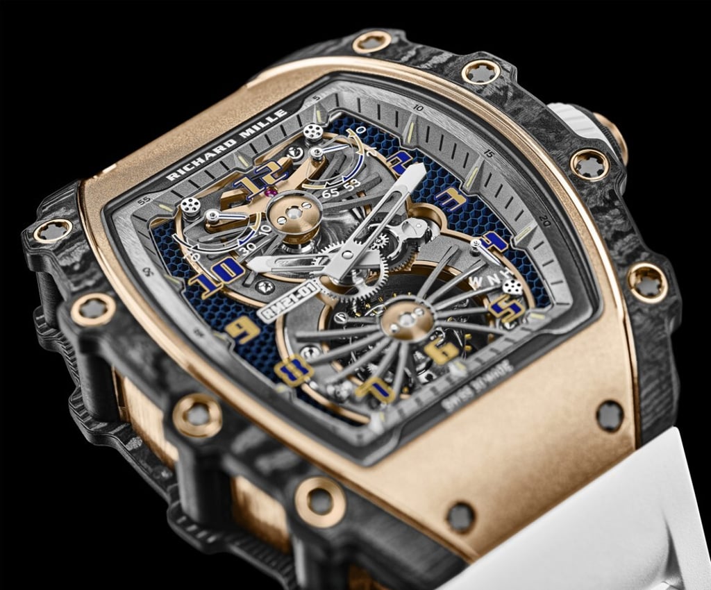 The RM 21-01 Tourbillon Aerodyne features the watchmaker’s first use of Haynes 214, a highly heat-resistant alloy that’s presented in a honeycomb structure on the baseplate. Photo: Richard Mille The RM 21-01 Tourbillon Aerodyne features the watchmaker’s first use of Haynes 214, a highly heat-resistant alloy that’s presented in a honeycomb structure on the baseplate. Photo: Richard Mille