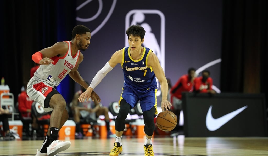 Lin playing for the Santa Cruz Warriors in the 2021 G League play-offs in March. Photo: Chris Marion/NBAE via Getty Images Lin playing for the Santa Cruz Warriors in the 2021 G League play-offs in March. Photo: Chris Marion/NBAE via Getty Images