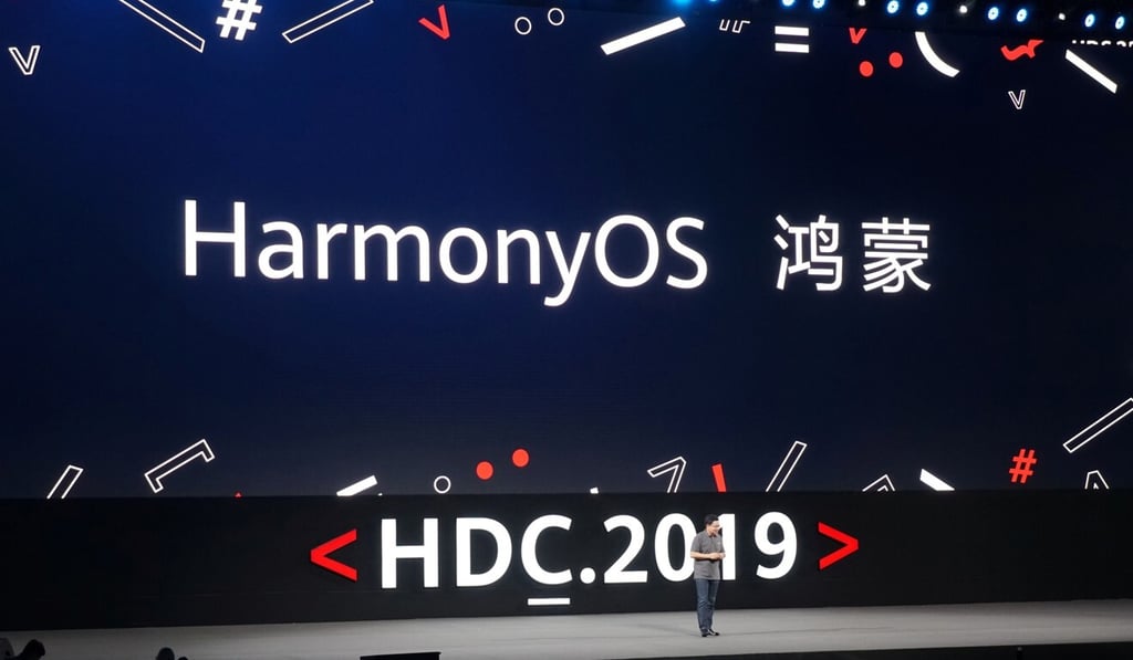 Richard Yu, head of Huawei's consumer business group, unveils the company's new HarmonyOS operating system at the Huawei Developer Conference in Dongguan, Guangdong province, China, on August 9, 2019. Photo: Reuters