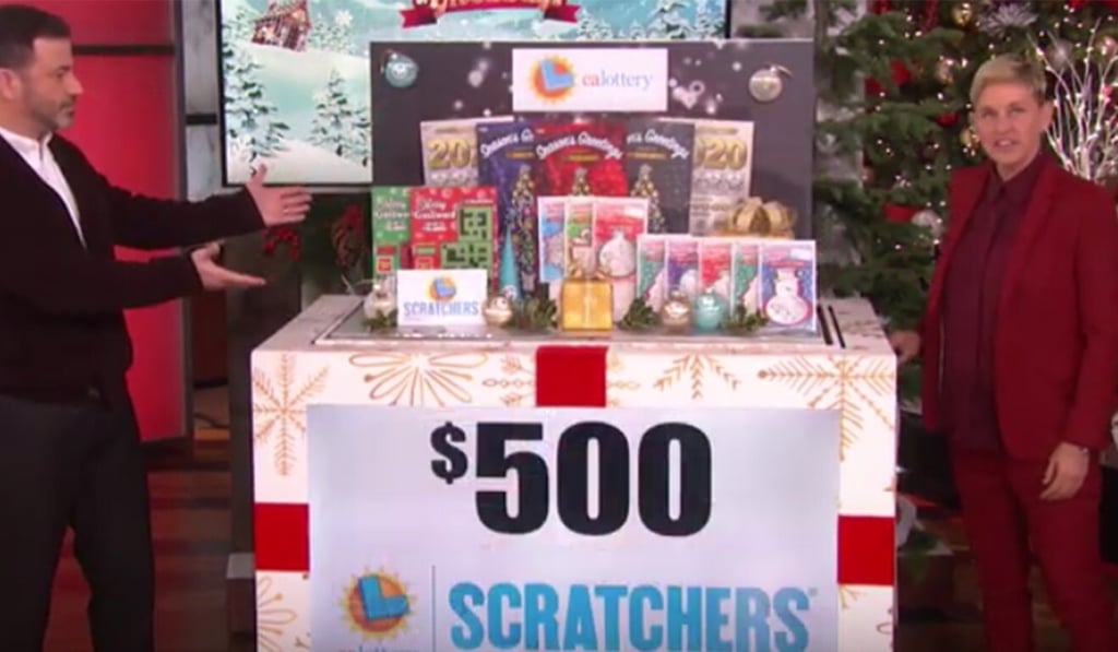 Ellen DeGeneres drew cheers from the studio audience on her show in 2019 when she announced that each person would receive a US$500 bundle of Scratchers tickets from the California Lottery. Photo: California Lottery via TNS