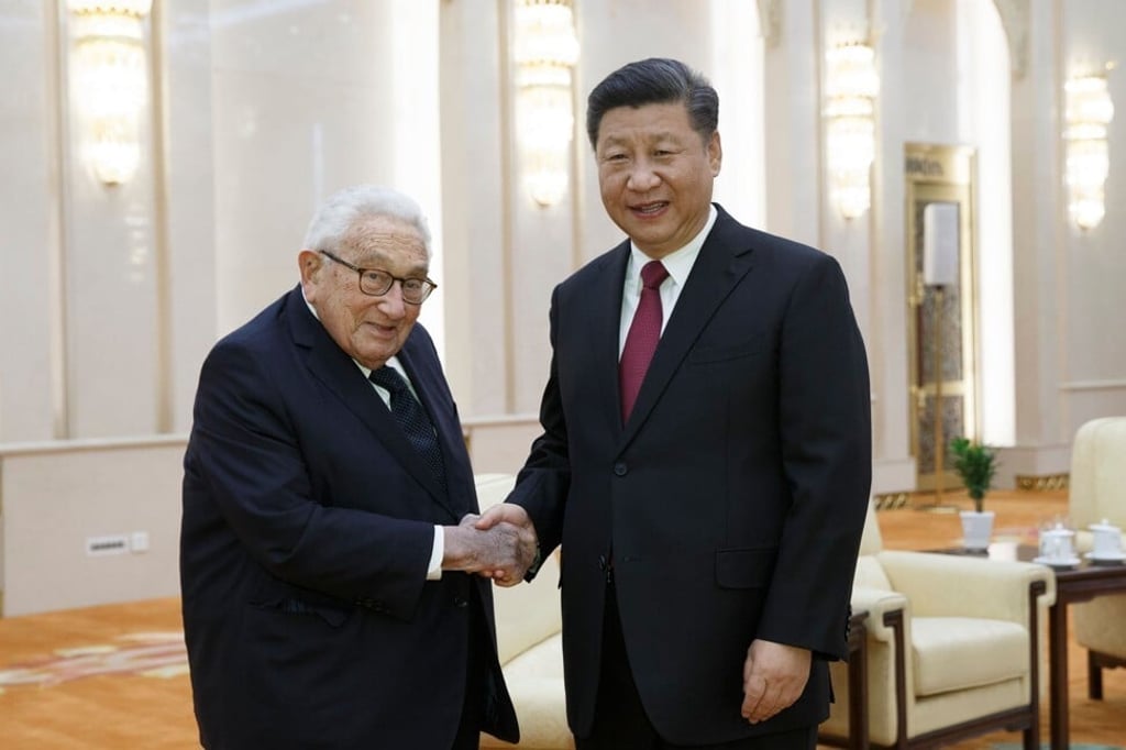 Former US secretary of state Henry Kissinger with Chinese President Xi Jinping at the Great Hall of the People in Beijing on November 8, 2018. Photo: AFP