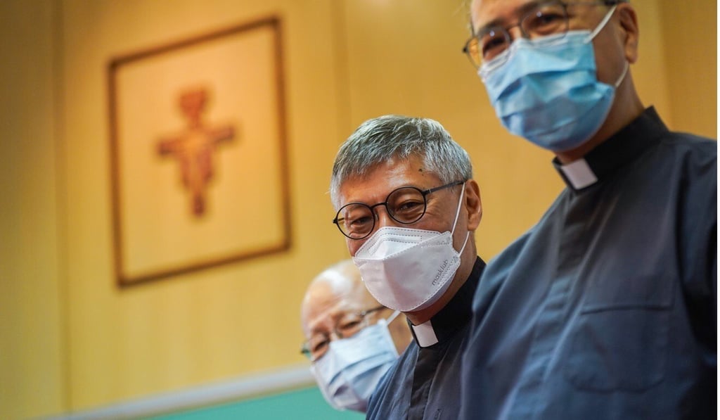 Stephen Chow flanked by John Tong (left) and Joseph Ha. Photo: Sam Tsang