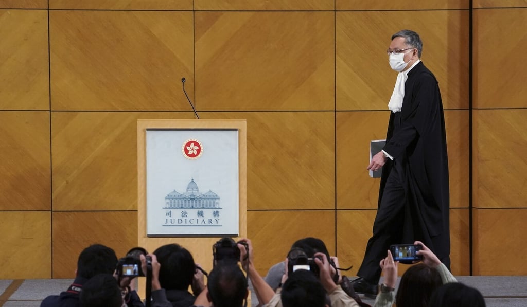Chief Justice Andrew Cheung meets the media after attending the ceremonial opening of the legal year in January. Photo: Felix Wong Chief Justice Andrew Cheung meets the media after attending the ceremonial opening of the legal year in January. Photo: Felix Wong